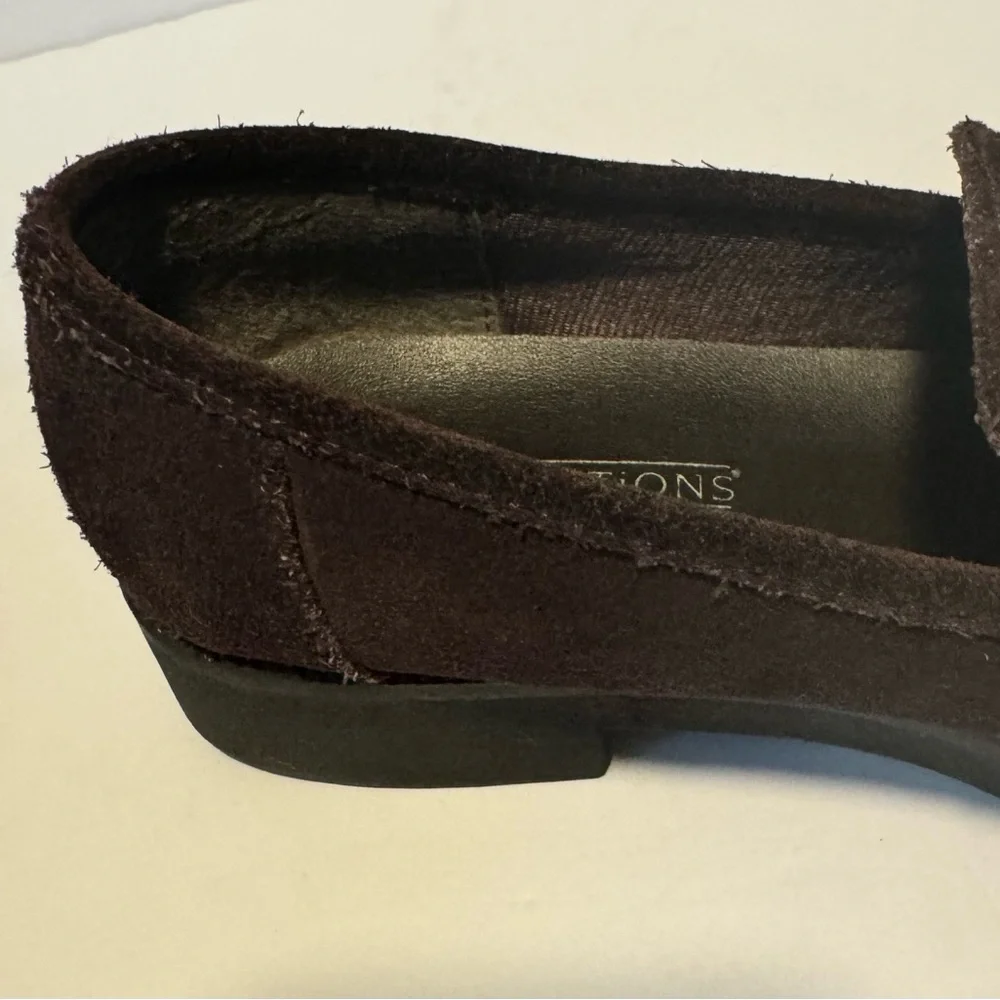 Predictions Women's 7.5 Loafers Faux Suede Buckle Slip-On Brown